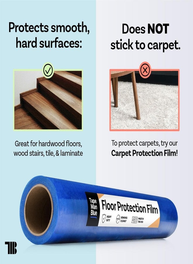 TapeManBlue Floor Protection Film, 24 inch x 200' roll, Made in USA, Blue Self Adhesive Floor Protector for Moving and Construction, Temporary Covering for Protection of Hardwood, Tile, Other Hard Surfaces - Image 2